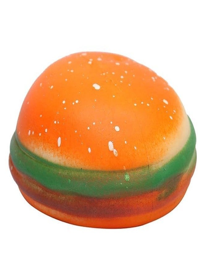 JAPSI Burger Shaped Slow Rising Squishy Stress Relief Toy, Orange and Green, Pack of 1 - Image 1